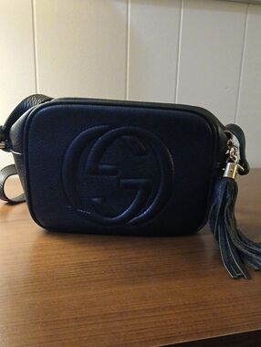 Gucci Black Pebbled Leather Crossbody with Tassel